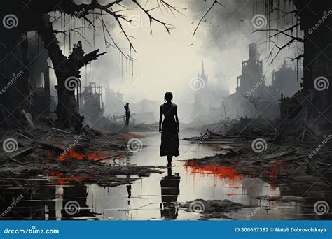 War Torn Landscape With Remnants Of Destruction Stock Photo Image Of