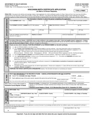 Wisconsin Birth Certificate Application Waukesha County