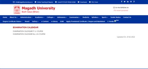 Magadh University Exam Calendar 2022 Ug And Pg Exam Calendar Download