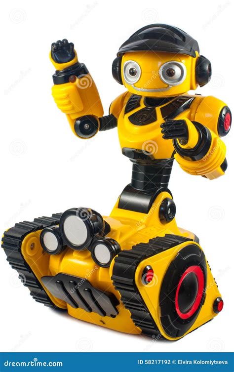 Children S Toys Yellow Robot On Caterpillar Wheels Stock Photo