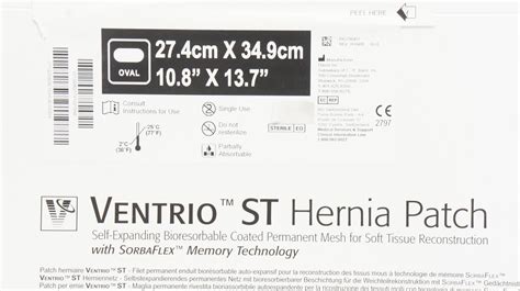 Bard 5950090 Ventrio St Hernia Patch Oval 108inch X 137inch X