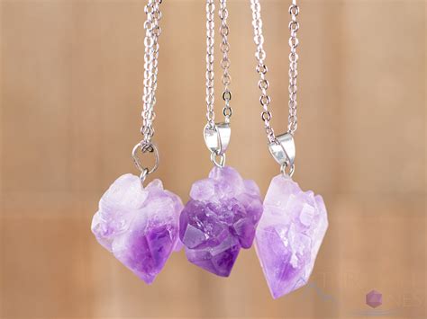 Raw AMETHYST Crystal Necklace Magnetic Clasp Raw Crystal Etsy UK