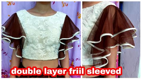 Double Layer Frill Croptop Cutting Stutching Layered Frill Sleeves