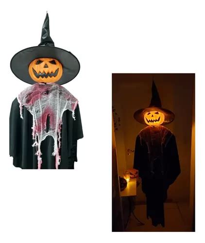 Abobora Espantalho Fantasma Chapeu Bruxo Luz Led Halloween Frete grátis