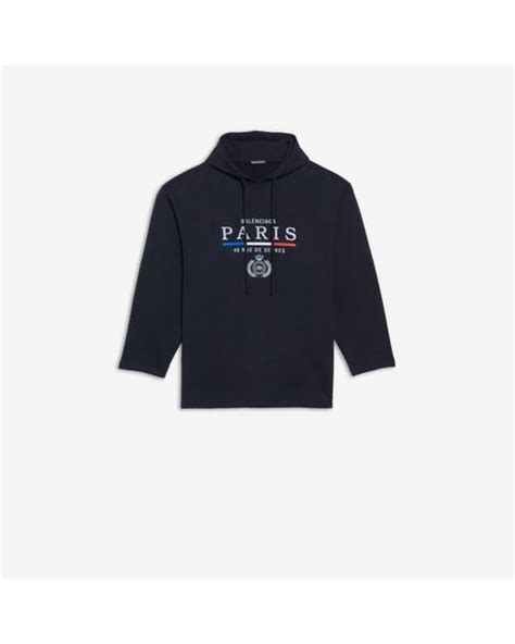 Balenciaga Paris Flag Oversize Hoodie in Black for Men | Lyst