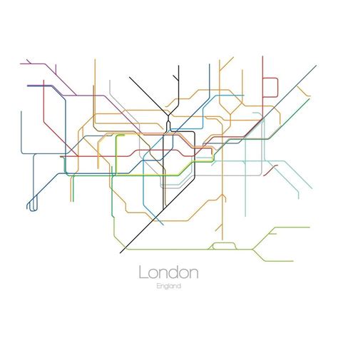 Modern line art interpretation of a city subway map. Each map is hand ...