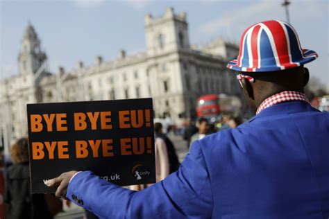 Protestos Ante Westminster No Dia Em Que O Reino Unido Deixaria A Ue