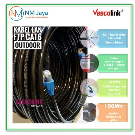 Jual Kabel Lan Outdoor 100 Meter FTP CAT6 Siap Pakai Sudah Dicrimping