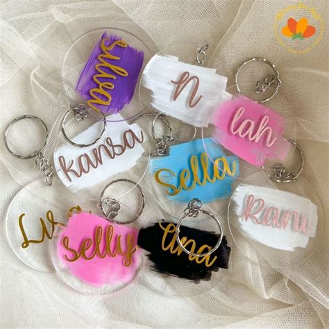 Jual Custom Ganci Nama Akrilik Gantungan Kunci Nama Keychain Acrylic