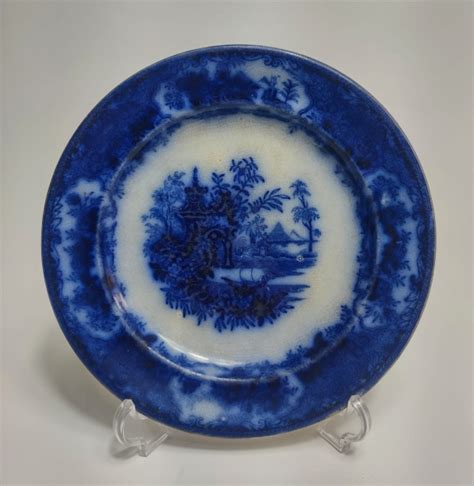 Prato De Porcelana Inglesa Azul Borr O Decor