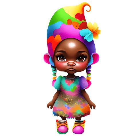 Colorful African American Gnome Girl With Vibrant Hair Creative Fabrica