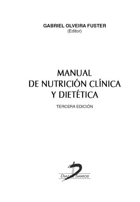 PDF MANUAL DE NUTRICIÓN CLÍNICA Y DIETÉTICA MANUAL DE NUTRICIÓN