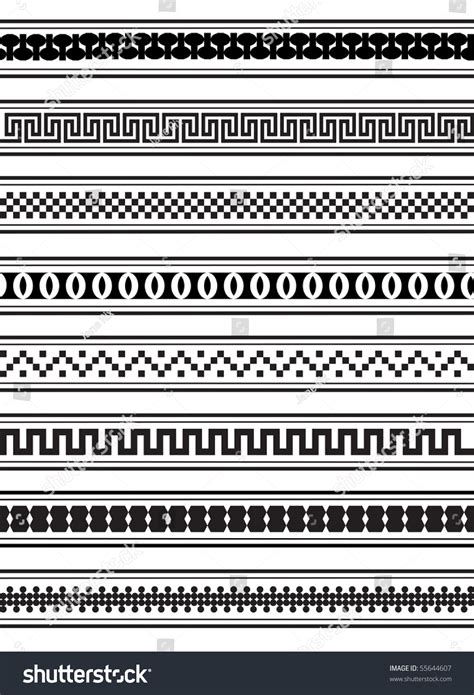 A Vector Illustration Of Geometric Border Patterns In Black And White ...