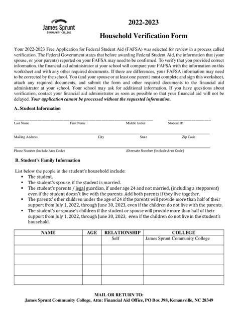 Fillable Online 2022 2023 Household Verification Form Fax Email Print