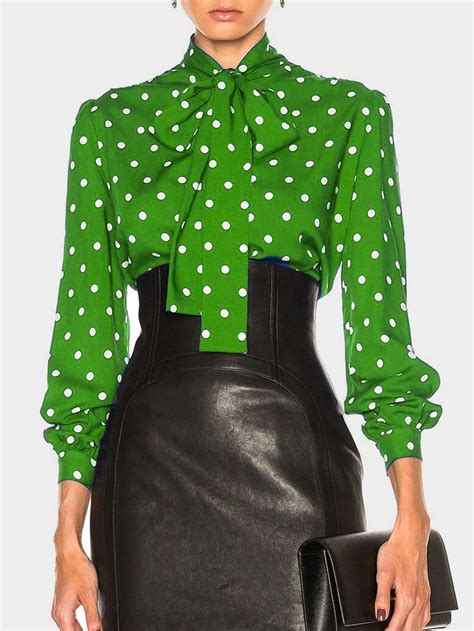 Stylewe Long Sleeve Green Women Blouses And Shirts Stand Collar Elegant