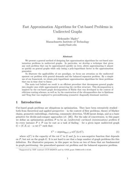 Pdf Fast Approximation Algorithms For Cut Based Problems In Who