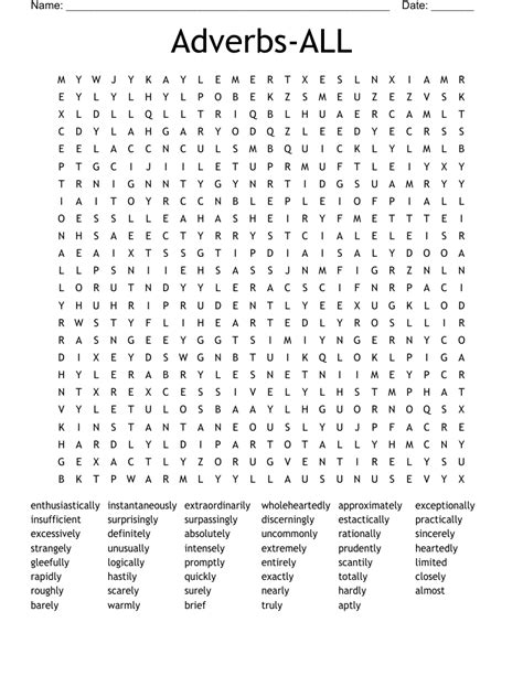 Adjectives And Adverbs Word Search Wordmint