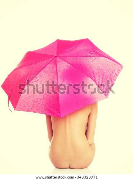 Back View Nude Woman Sitting Umbrella Shutterstock