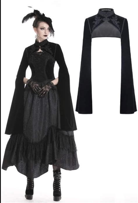 Women S Gothic Black Velvet Witch Capes With Long Big Sleeves Big