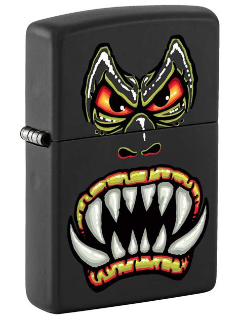 Zippo Lighter Monster Face Black Matte 81368 Lucas Lighters