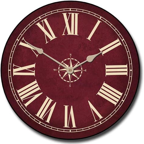 Nautical Burgandy Wall Clock Ultra Quiet Quartz Mechanism Hand Made