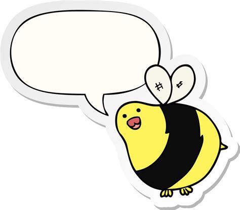 Cartoon Bee And Speech Bubble Sticker 10157050 Vector Art At Vecteezy