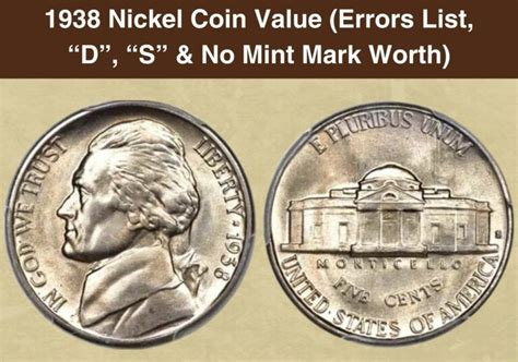 1941 Nickel Coin Value Errors List D S No Mint Mark Worth