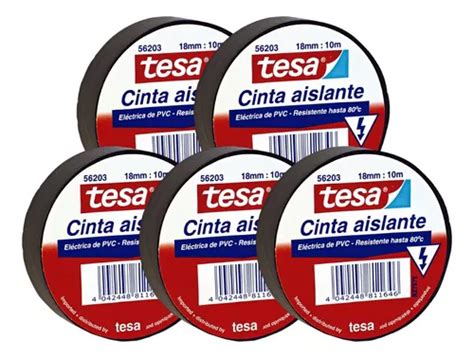 Pack 5 Cintas Aislante Tesa Negra 10m X 18mm