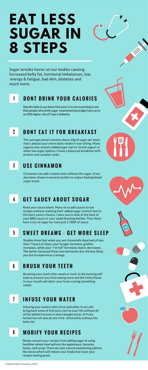 Eat Less Sugar In 8 Steps - Infographic Facts