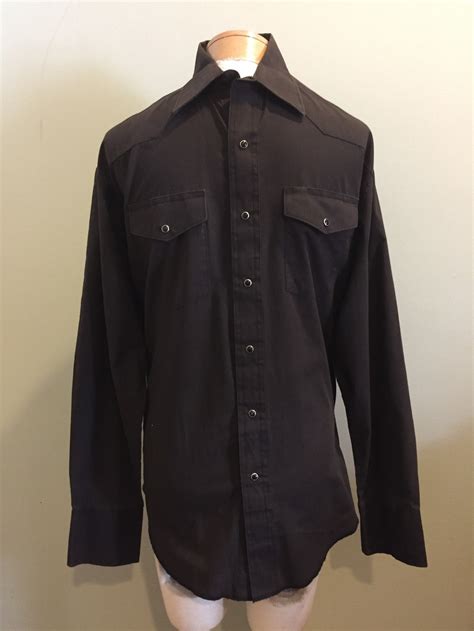 Vintage Black Wrangler Western Pearl Snap Shirt Etsy