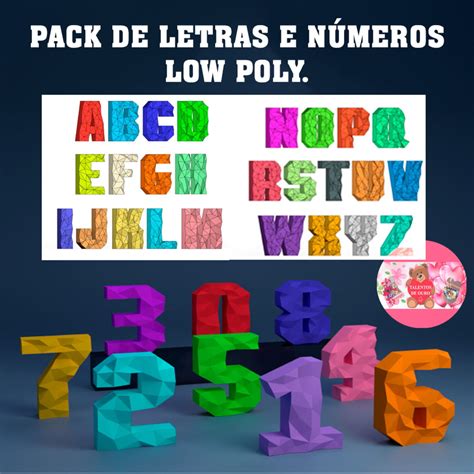 Low Poly Letras e Números Arquivo Digital Completo no Elo7 Talentos