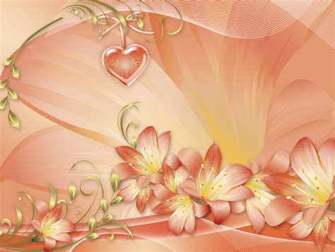 Download Peach Flower Lily Flower Artistic Heart 4k Ultra Hd Wallpaper