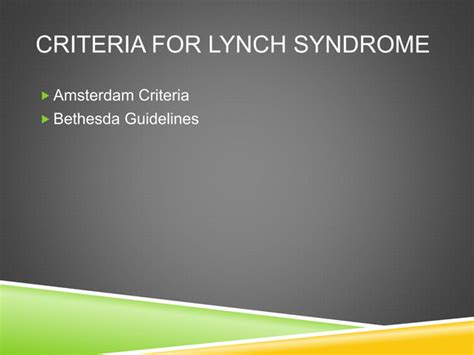 Lynch Syndrome Ppt