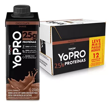 Yopro Danone Whey Chocolate 250ml Kit 12 Unidades 25g