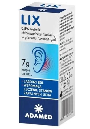 Lix krople do uszu 7 g Ból ucha Przeciwbólowe Zdrowie Apteka