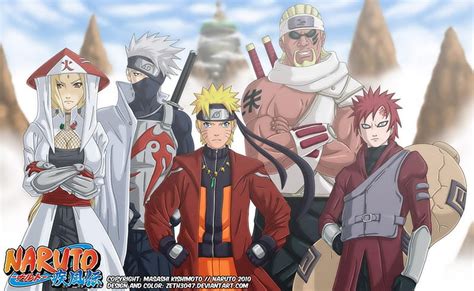 Team Uzumaki Naruto Godaime Killer Bee Kakashi Gaara HD Wallpaper