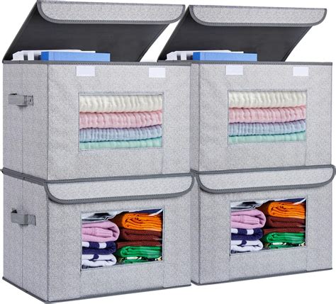 Soyota Stackable Storage Bins With 2 Pack Foldable Storage