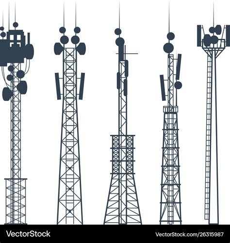 Transmission Cellular Towers Satellite Royalty Free Vector