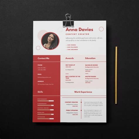 Content Creator Resume Template With Cover Letter And Etsy