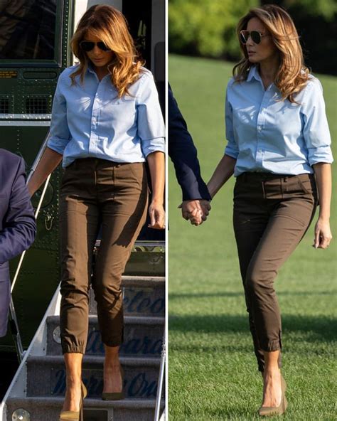 Melania Trump dresses down in blue and khaki as she arrives in Washington with Donald | Express ...