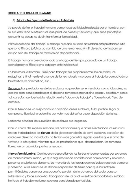 Resumen Completo De Derecho Laboral BOLILLA 1 EL TRABAJO HUMANO A