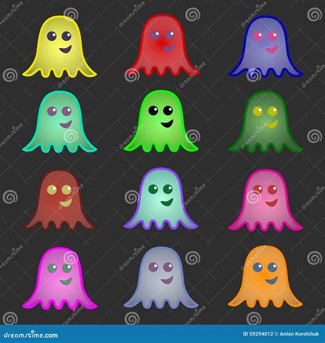 Set Of Multicolored Ghosts Stock Illustration Illustration Of Dead 59294012