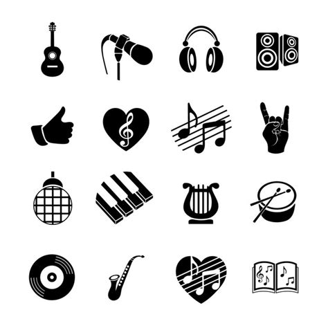 Conjunto De Vectores Iconos Planos Musicales Vector Premium