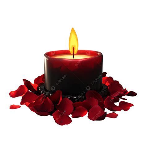Red Candle Surrounded By Petals Symbolizing Passion And The Warmth Of