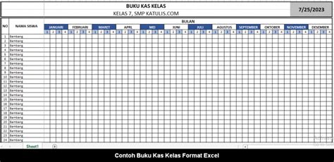 2 Contoh Buku Kas Kelas Format Excel Dan Word Katulis