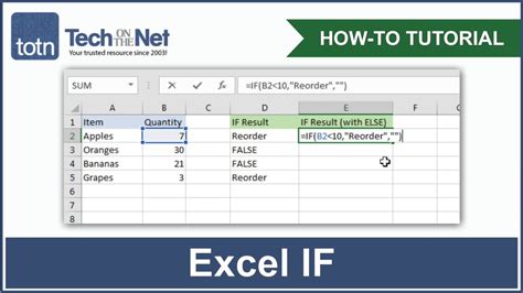 How To Use The If Function In Excel Youtube