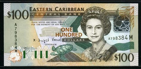 Eastern Caribbean 100 Dollars banknote, Queen Elizabeth.|World Banknotes & Coins Pictures | Old ...