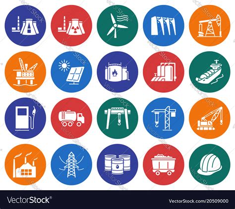 Collection Of Round Icons Industries Construction Vector Image