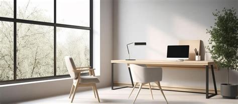 Premium AI Image | A white office with a desk and a chair.