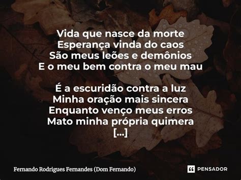 Vida Que Nasce Da Morte Esperan A Fernando Rodrigues Fernandes